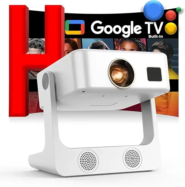 Projector-4K with WiFi and Bluetooth: [Google TV/1500 ANSI/Voice Control/Built-in Apps] Outdoor-Projector, Portable-Movie-Smart-Projector, Sovboi 1080P Home-Ceiling-Proyector 180° Stand/300 ''Display