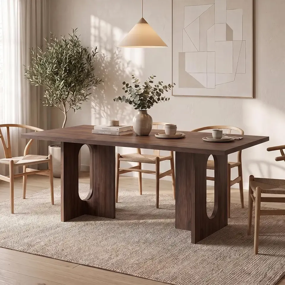 Garvee T-Shaped Dining Table for 6-8, 71" Rectangular Kitchen Table