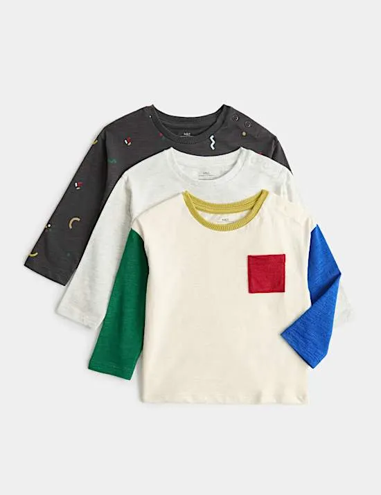 3 Pack Pure Cotton Abstract Tops (0-5 Yrs)