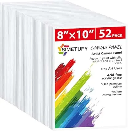 Simetufy Canvas Boards for Painting 52 Pack 8 x 10 Inch…
