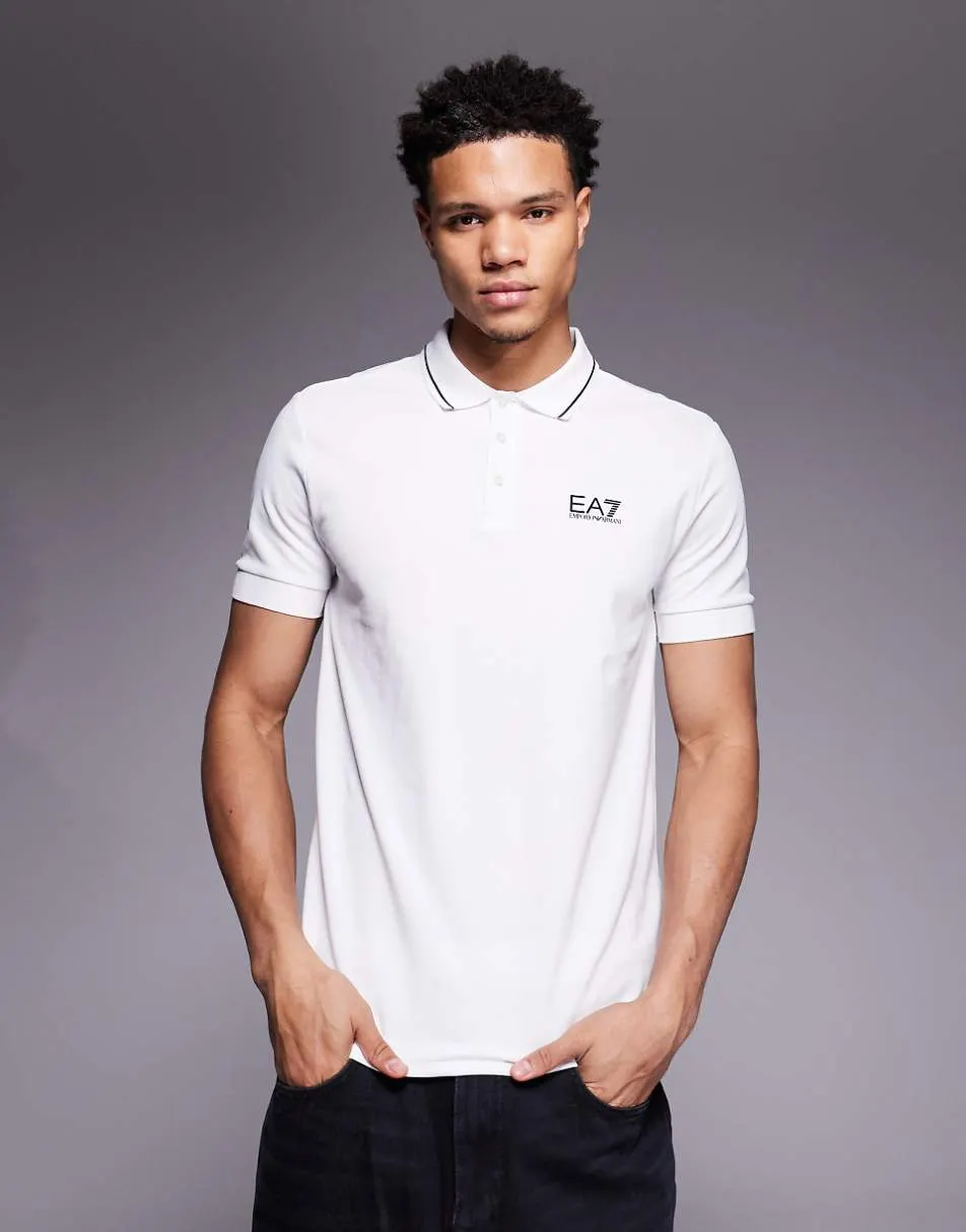 Armani EA7 short sleeve polo shirt in white