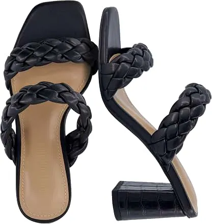 CUSHIONAIRE Irine Chunky Heels for Women, Braided Bl…
