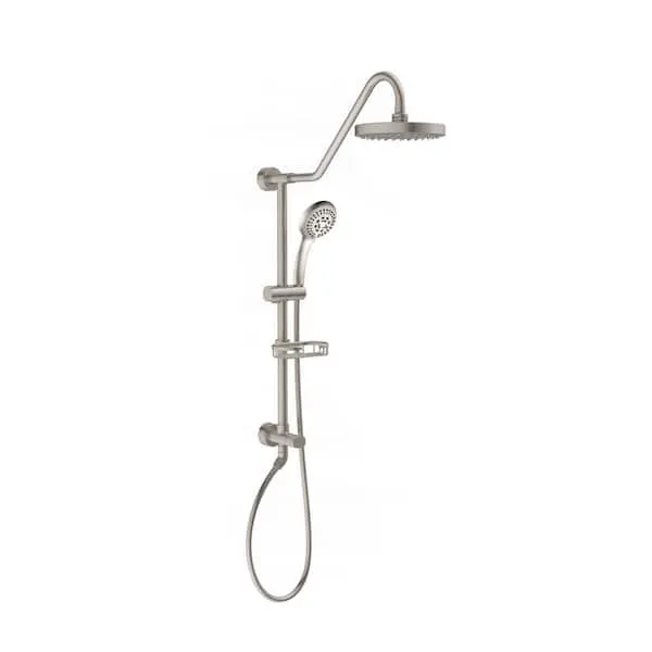 PULSE Showerspas Kauai 5-​Spray Settings 8 in.​ Wall Mount Dual Fixed and Handheld Shower Head 1.​8 GPM in Brushed Nickel