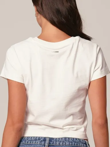 ABRAND Blue Jean Baby Tee In White