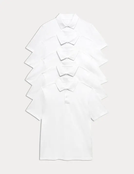 5er-Pack Poloshirts aus reiner Baumwolle