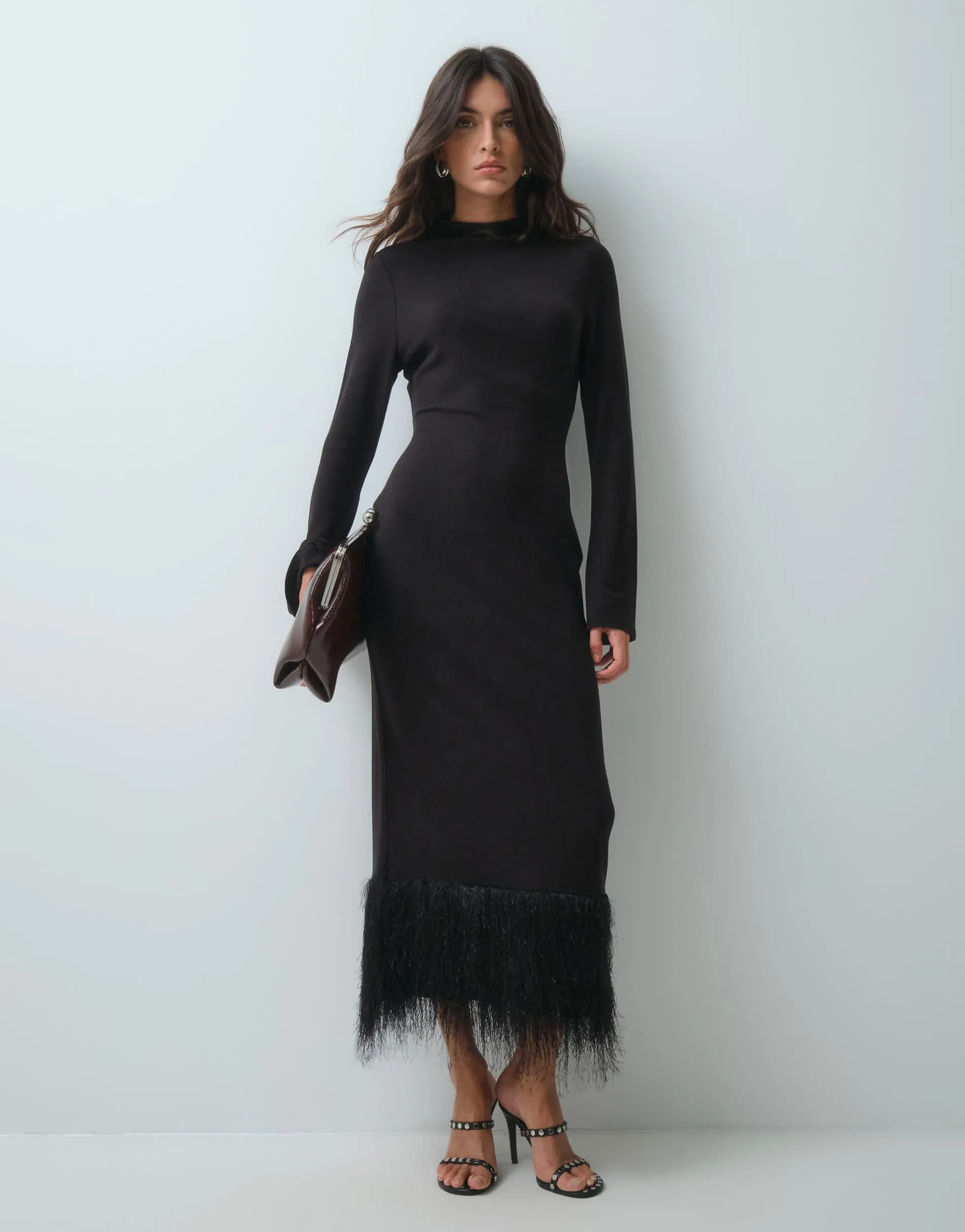 ASOS DESIGN supersoft fluffy midi dress in black