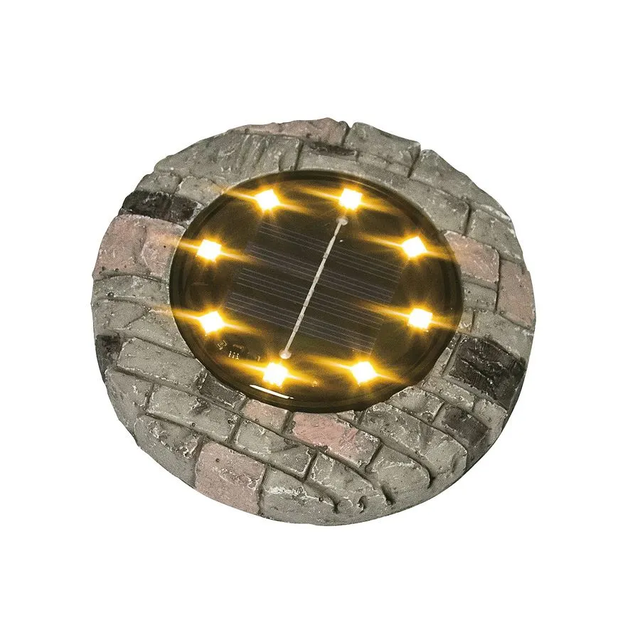 Solar-Bodenstecker Steinoptik mit 8 LEDs warmweiß