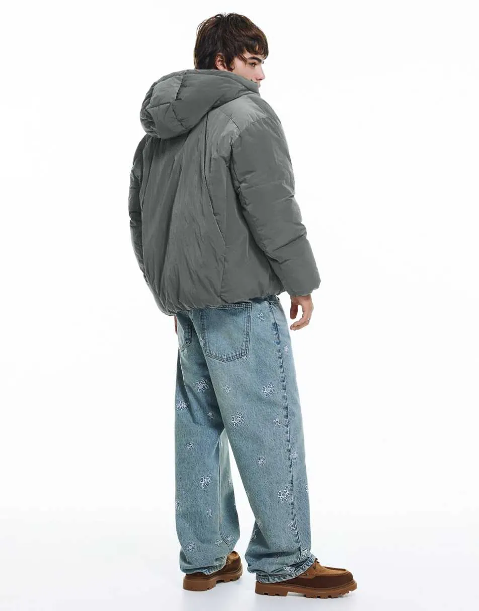 Pull&Bear Cut-out puffer jacket in grey