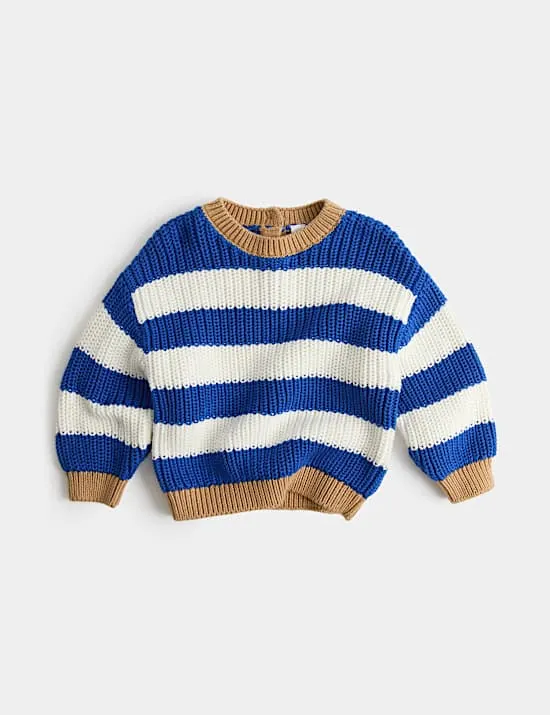 Gestreifter Pullover aus reiner Baumwolle (0–5 Jahre)