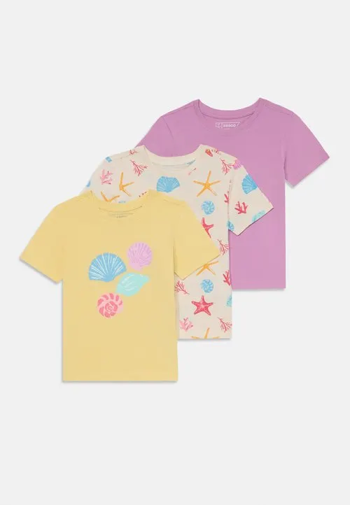 3 PACK - T-shirts med print - white/lilac/light yellow