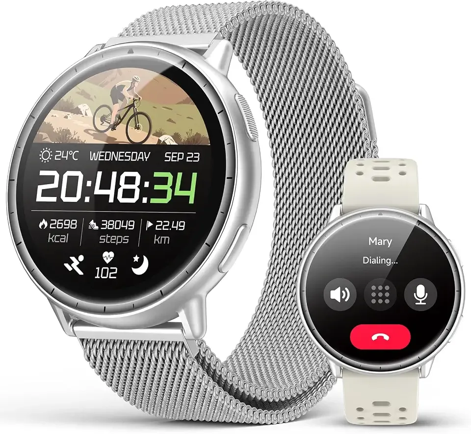 EGQINR GPS Smart Watch for Men Women, 1.32" AMOLED, 5ATM Fitness Tracker