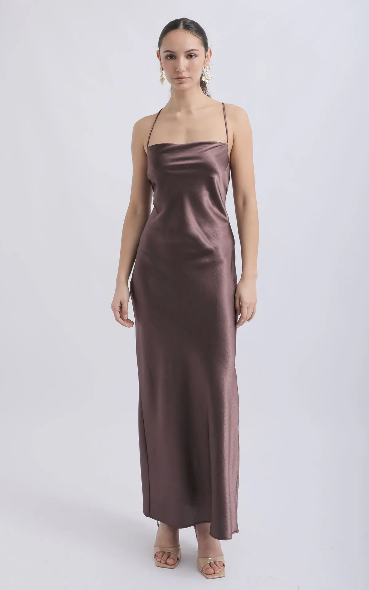 Satin Low Cross Back Gown