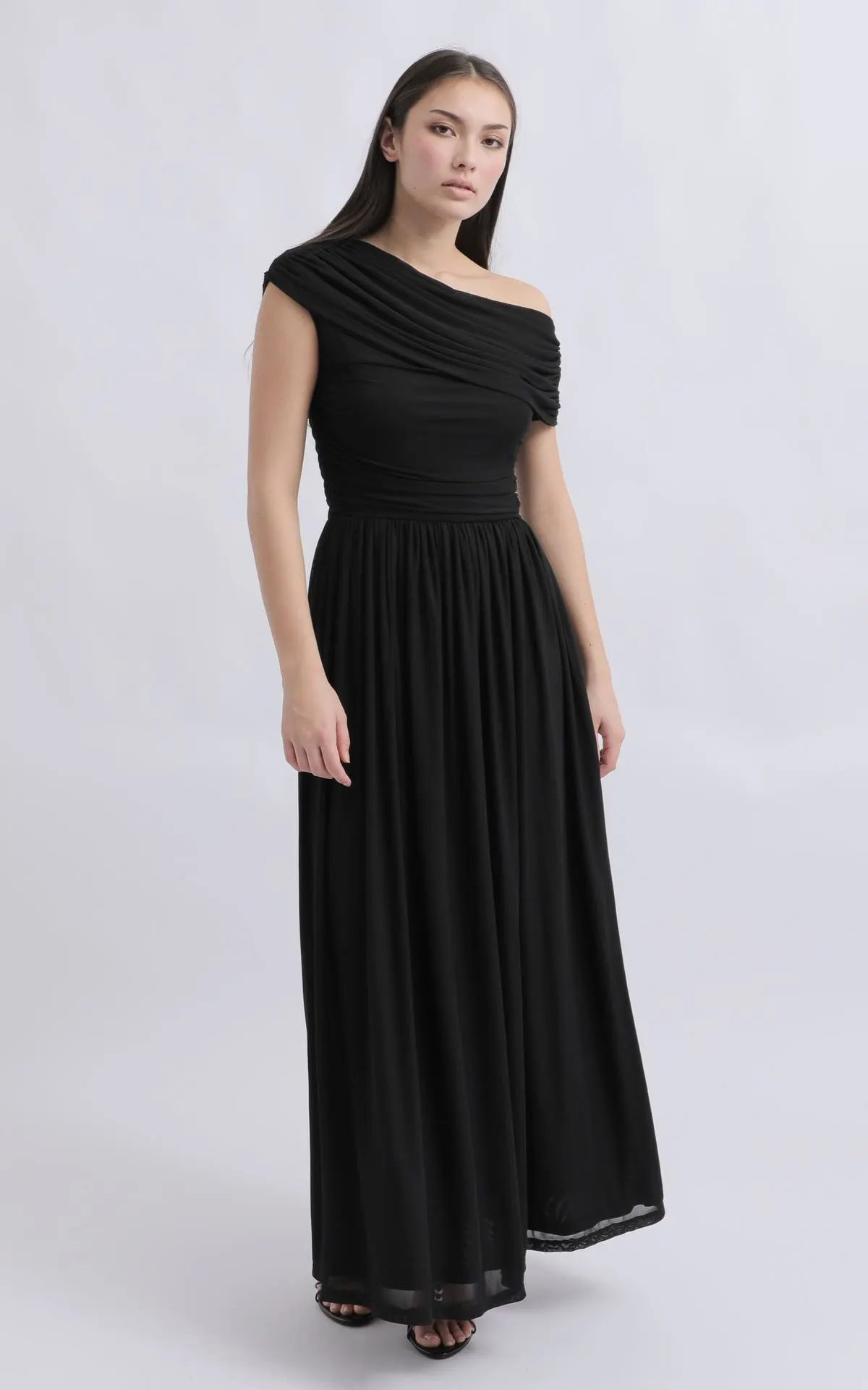 Mesh Cold Shoulder Gown