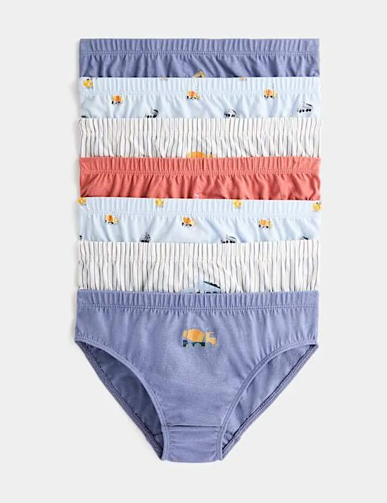 7er-Pack Slips aus reiner Baumwolle mit Baustellenmuster (18 M. – 10 Jahre)