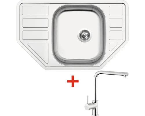 Nerezový dřez s baterií CORNO 770 480 x 770 mm + baterie ELKA N96