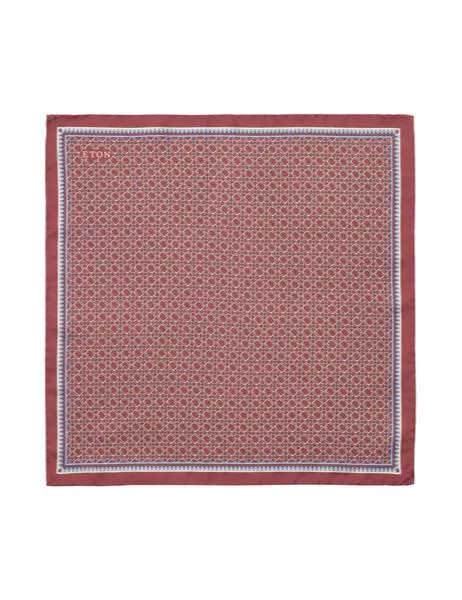 Chain Print Pocket Square Dark Red