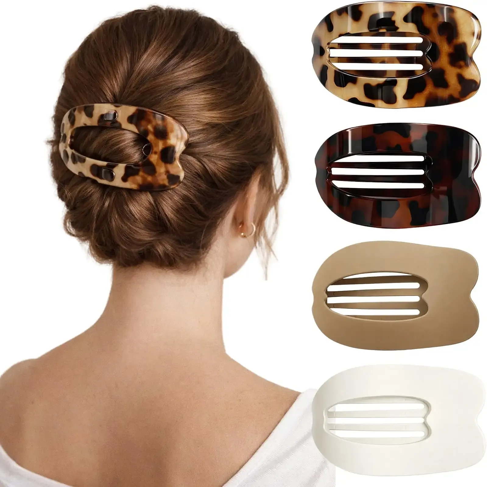 4-Pack Duckbill Hair Clips for Women,Flat Claw Design,Solid Color,Casual Elegant for Thick or Thin Hair,Suitable for All Hair Lengths