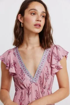 Vestido midi volantes cenefa