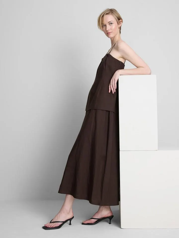 Robe mi-longue en mélange de lin à superpositions The Edit