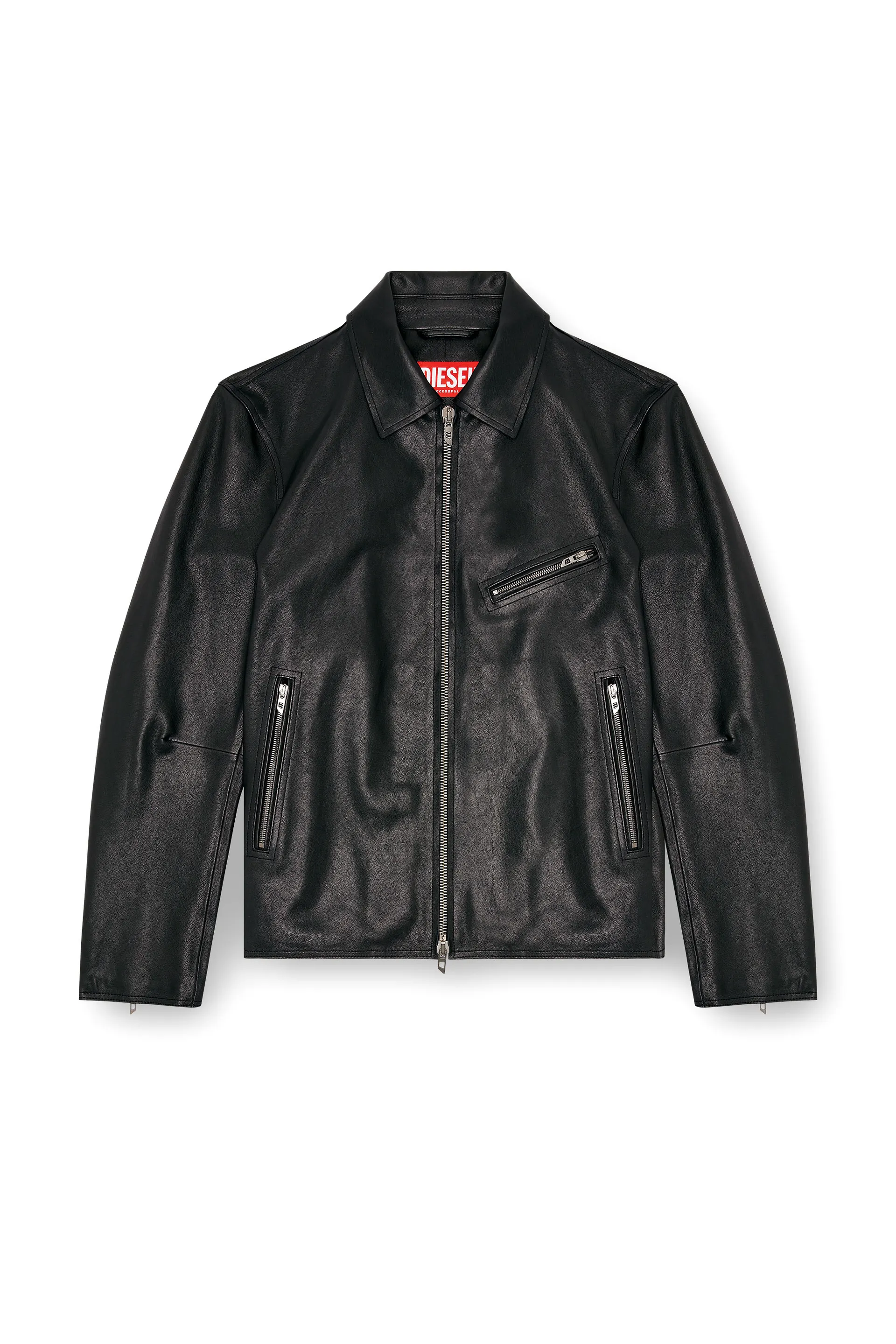 Leather jacket with embossed Oval D