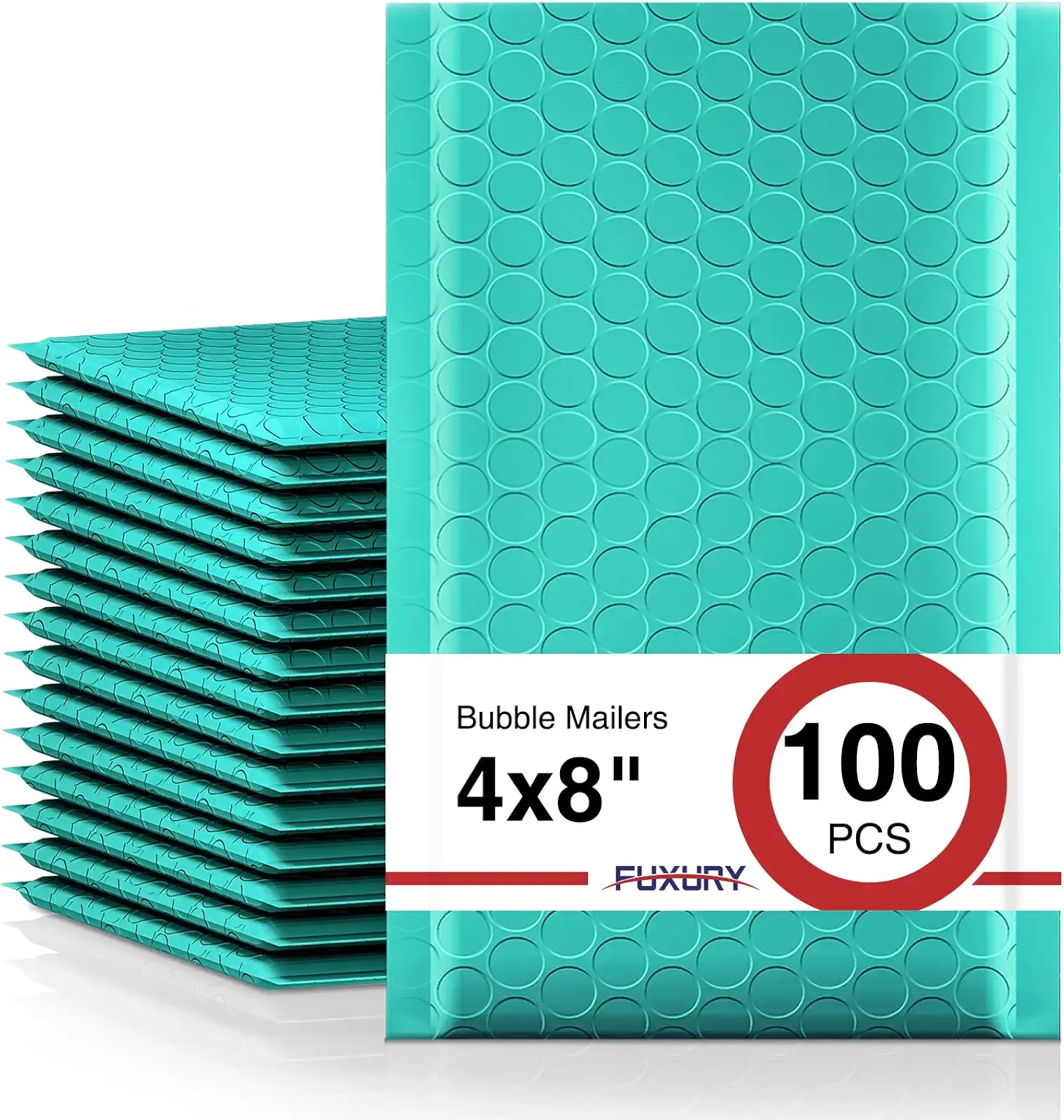 Fuxury Small Bubble Mailers 4x8" 100 Pack Padded Envelopes Usable Size 4x7" | Self Seal Mailing Envelopes Bubble Padded, Teal Bubble Envelopes for Trading Cards,Jewelry,Makeup& Small Business,#000