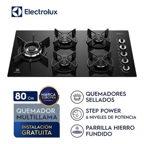Encimera Electrolux a Gas 5 hornillas 80 cm KE5GW
