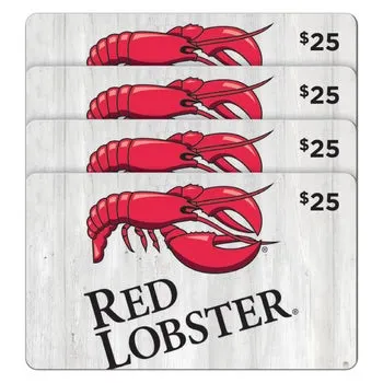 Red Lobster Four Restaurant $25 eGift Cards ($100 Value)