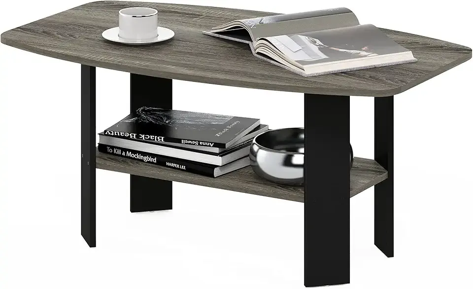 Furinno Simple Design Coffee Table, French Oak Grey/Black