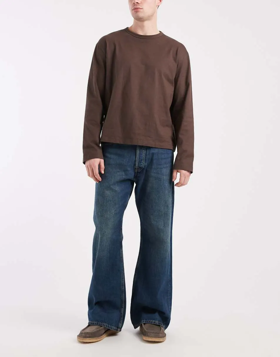 Jack & Jones Toby flare jeans in mid blue