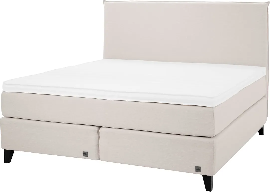 Odel® Bre kontinentalseng 160x200 Tekstil Dovre kritt, medium/fast liggekomfort, med Odel 35 overmadrass