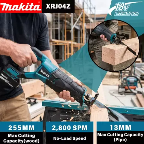 Makita Brushless Recip Saw, Cordless Power Tool for 18V & 20V Battery, Portable with 4PCS Blades, Wood/Metal Cutting Saw