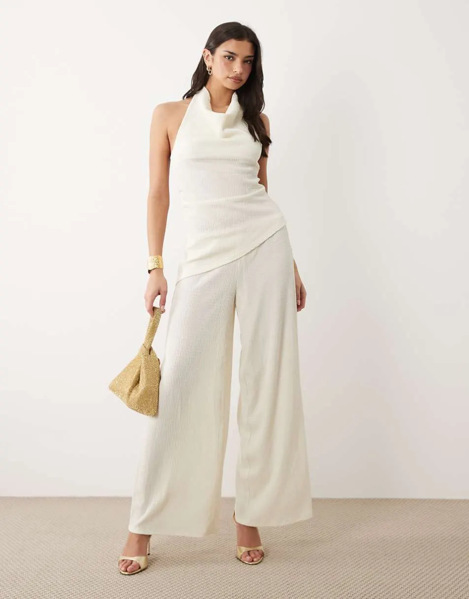 Gina Tricot co-ord textured wide trousers in white