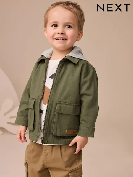 Khaki Green Hooded Overshirt and T-Shirt Set 2 Piece (3mths-7yrs)