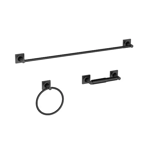 Aragon 3 PC Bathroom Set in Matt Black