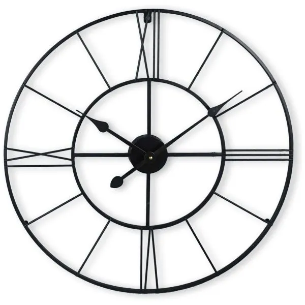 Klok Nimar metaal rond 60cm zwart strak dessin 62