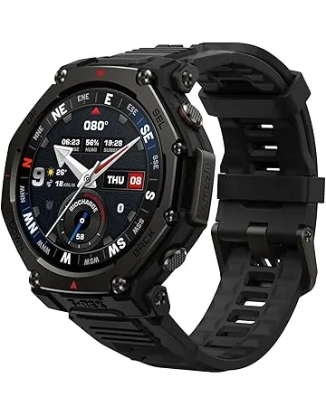 Amazfit T-Rex 3 Pro Outdoor Smart Watch 48mm Sapphire AMOLED Display, Ti Bezel, Dual Band GPS, Offline Maps, 25 Days Battery, Built-in Flashlight, 10 ATM, 180+ Sports Mode for Android & iPhone, Black