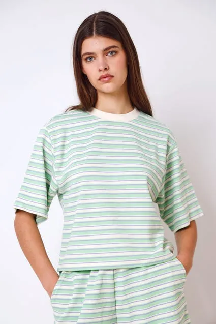 Loungewear T-shirt rib met strepen