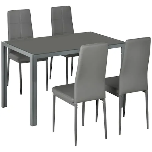 5 Piece Dining Set Table and 4 Chairs Set for 4 People