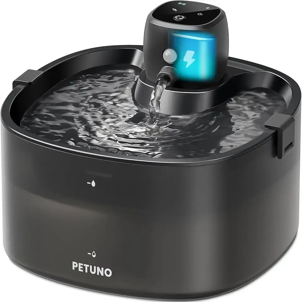 Wireless Cat Water Fountain, Cat Fountain Battery Operated, 78oz/2.3L Pet Water Fountain Cordless, 4000mAh Rechargeable Automatic Fountain with Motion Sensor, Ultra-Quiet Pump & Locking Lid, Black