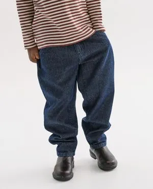 Donkerblauwe jeansbroek, baggy fit