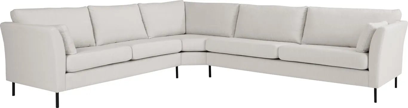 Sone høy hjørnesofa Modulsofa. 2,5 seter + stort hjørne + 3 seter i stoff Lava, armlene W5, med dun i ryggputer.