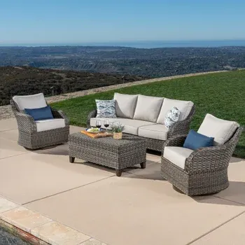 Grand Leisure Westlake 4-piece Outdoor Patio Swivel Seating Set