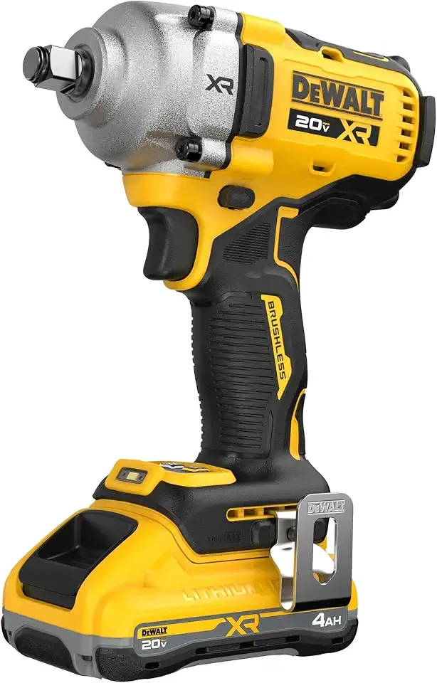 Impact Wrench 1/2, 20V MAX XR Brushless Cordless Impact Gun With Hog Ring Anvil Kit, Includes 4 Ah Battery and Charger, Mid-Torque (DCF891QQ1)