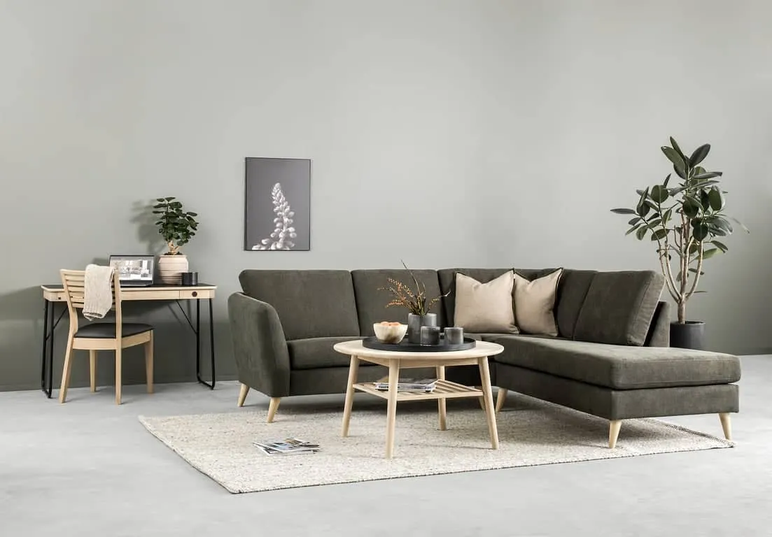 Sone høy hjørnesofa Modulsofa. 2 seter + hjørne + åpen ende i stoff Bloq, armlene W2.