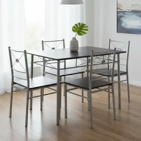 Juego de Comedor Tubo 4 Sillas Mesa Rectangular 70x76x110 cm Wengue