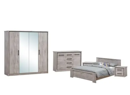 Slaapkamer Elias met bed 140x200cm - kleerkast 214cm - commode 120cm en 2 nachtkastjes