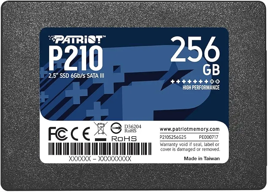 Patriot P210 256GB SATA 3 2.5 Inch SSD | Form factor: 2.5 Inch; Interface: SATA 3.