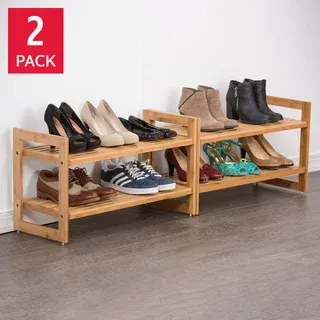 TRINITY Bamboo 2-tier Shoe Rack, 2-pack