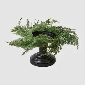 Tudo Christmas Pillar Candle Holder Cypress Leaf 17.5cm