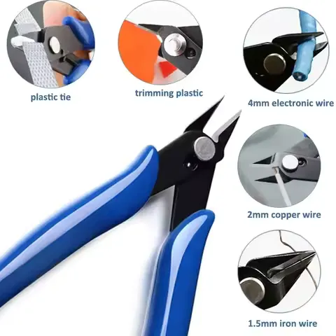 Blue Electricians Pliers Tools Electrician Hand Tool Carbon Steel home Electrical Wire Cable Cutters Side Snips Flush Nipper